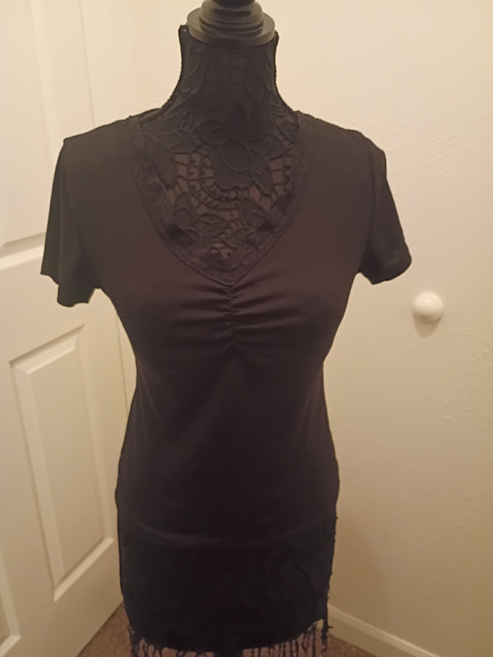 Wild Love Black Lace-Detail Women’s Blouse - L